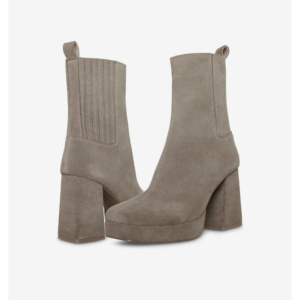 Blondo Rozalie Square Toe Block Heel Leather Suede Ankle Zip Boot 9.5 Waterproof